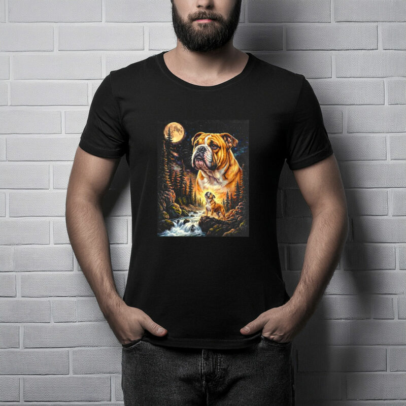 English Bulldog Howling At The Moon Graphic T-Shirt