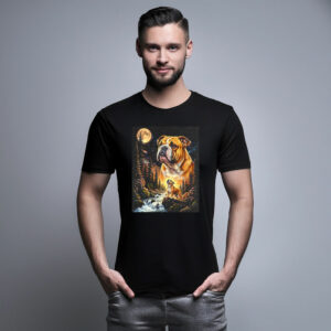 English Bulldog Howling At The Moon Graphic T-Shirt