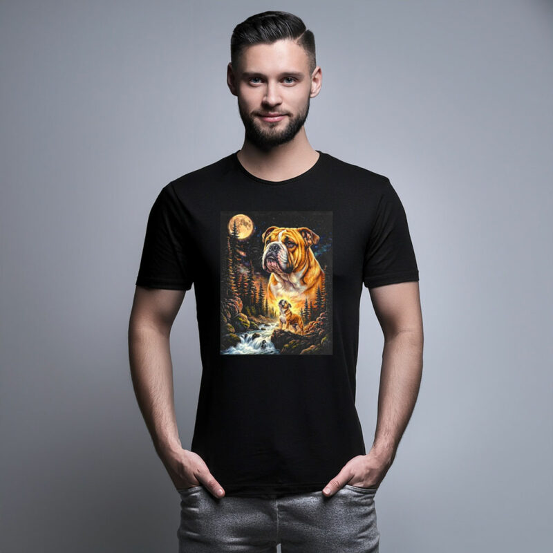 English Bulldog Howling At The Moon Graphic T-Shirt