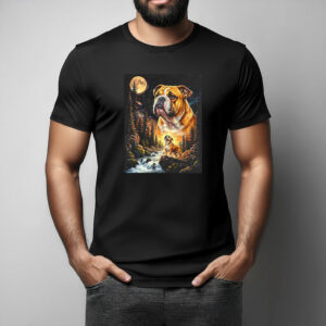 English Bulldog Howling At The Moon Graphic T-Shirt