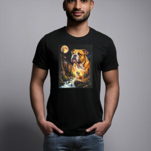 English Bulldog Howling At The Moon Graphic T-Shirt