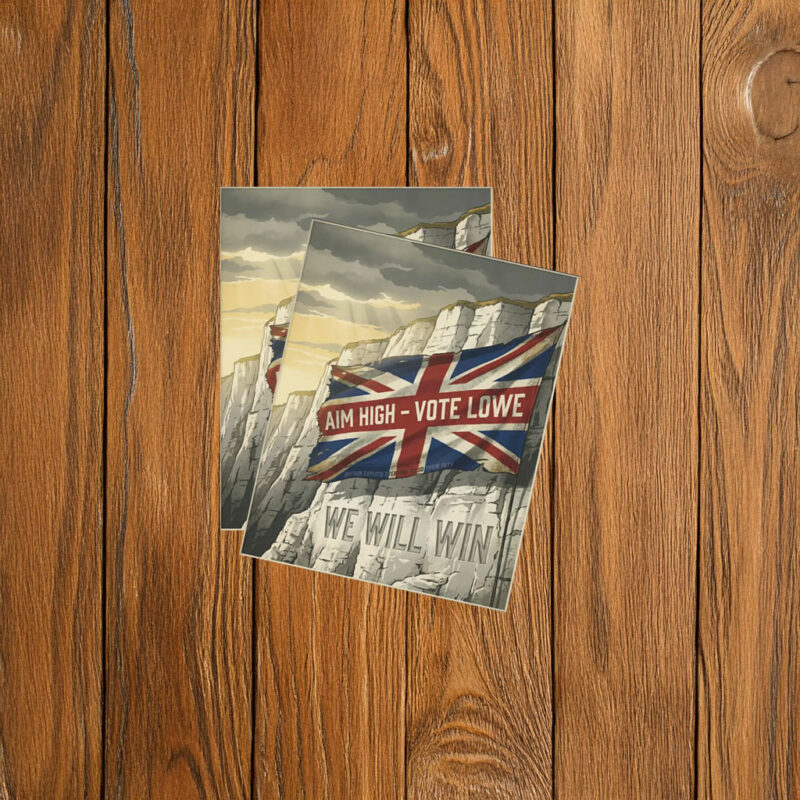 Restore Britain Aim High Vote Lowe Framed Sticker