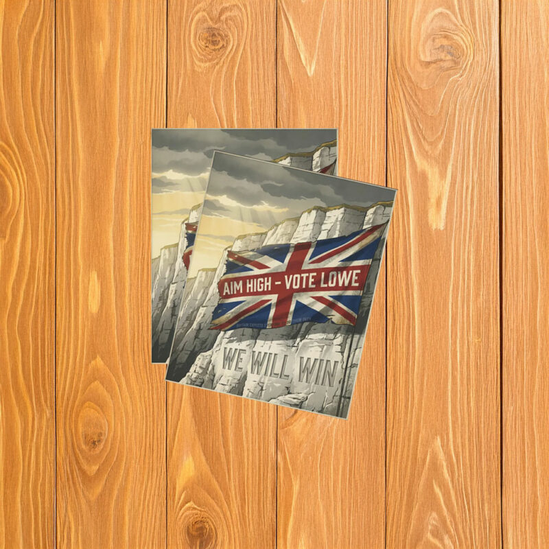 Restore Britain Aim High Vote Lowe Framed Sticker