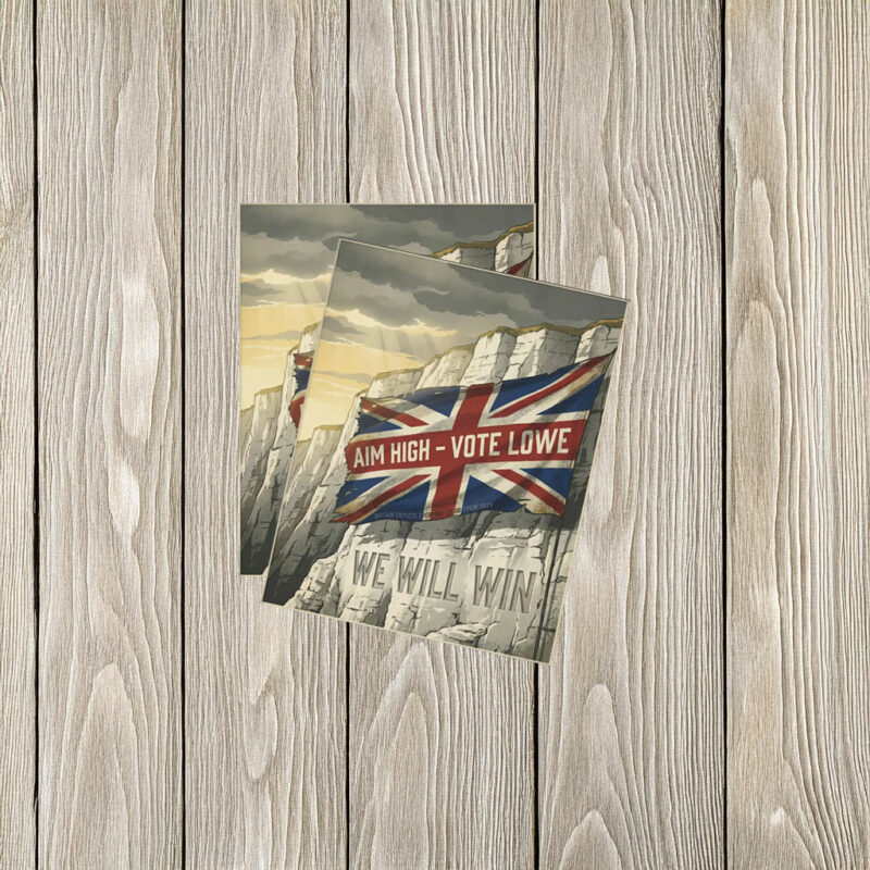 Restore Britain Aim High Vote Lowe Framed Sticker
