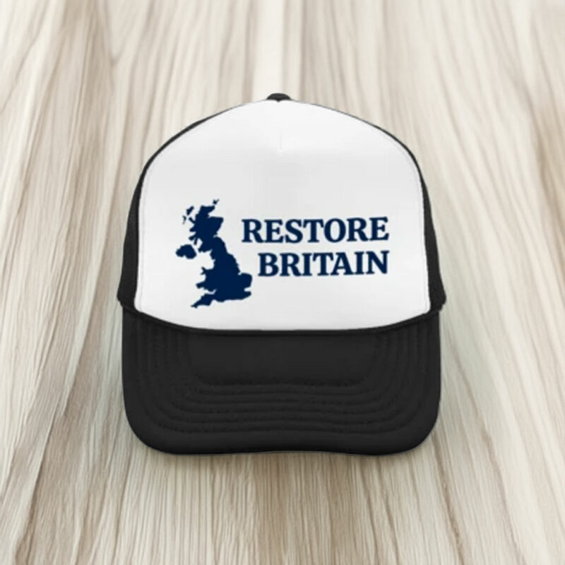 Restore Britain Black White Trucker Cap Embroidered Hat