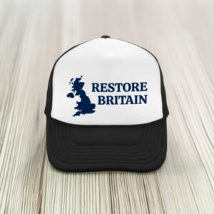 Restore Britain Black White Trucker Cap Embroidered Hat