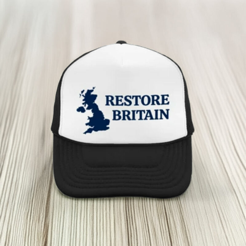 Restore Britain Black White Trucker Cap Embroidered Hat