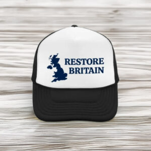 Restore Britain Black White Trucker Cap Embroidered Hat