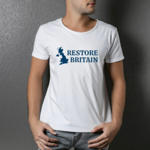 Restore Britain Blue Minimalist Map T-Shirt