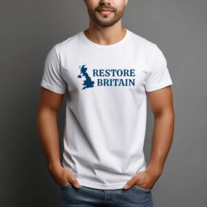 Restore Britain Blue Minimalist Map T-Shirt