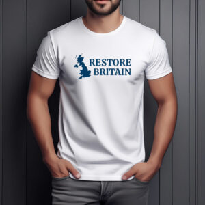 Restore Britain Blue Minimalist Map T-Shirt