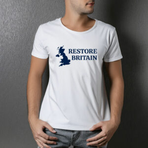Restore Britain Classic Navy Map Logo T-Shirt