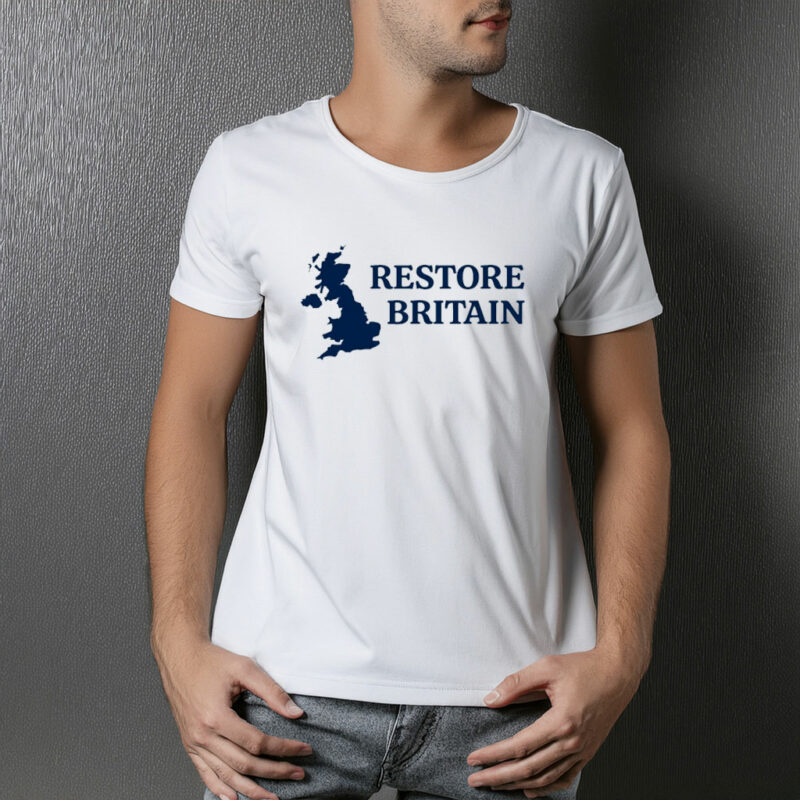 Restore Britain Classic Navy Map Logo T-Shirt