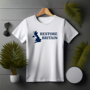 Restore Britain Classic Navy Map Logo T-Shirt