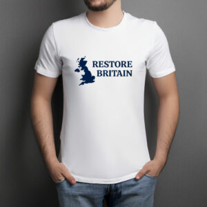 Restore Britain Classic Navy Map Logo T-Shirt