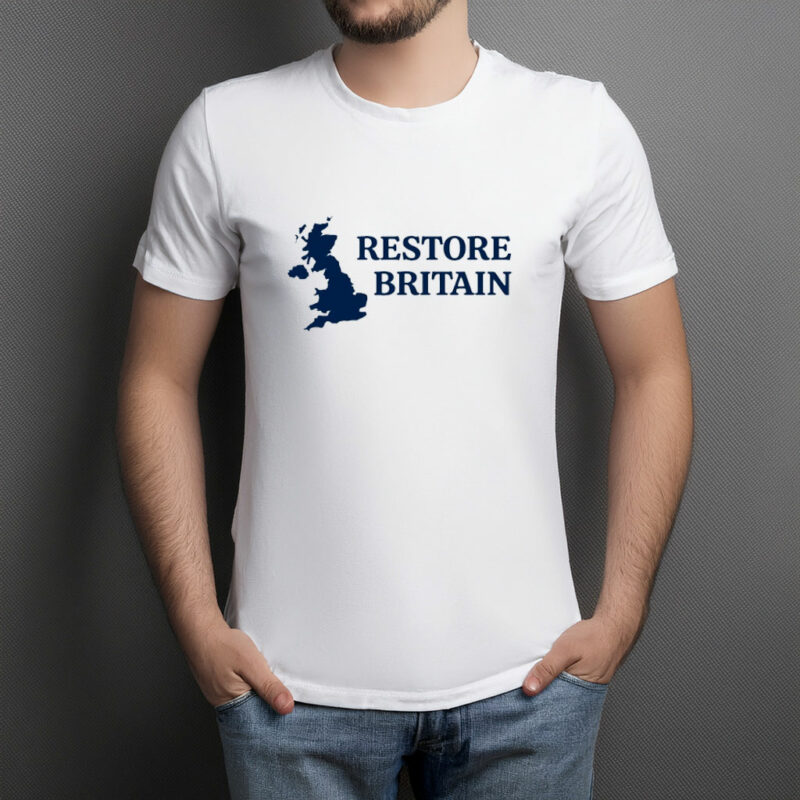 Restore Britain Classic Navy Map Logo T-Shirt