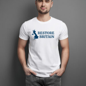 Restore Britain Light Blue UK Map T-Shirt
