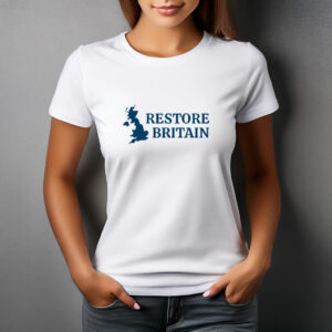 Restore Britain Light Blue UK Map T-Shirt