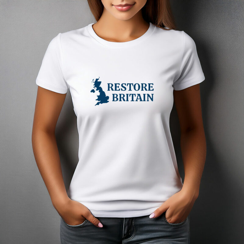Restore Britain Light Blue UK Map T-Shirt