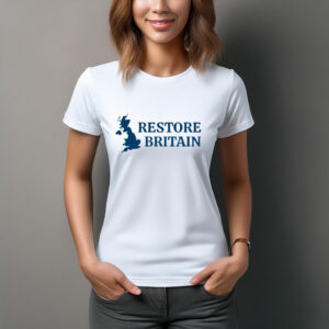 Restore Britain Light Blue UK Map T-Shirt
