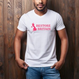 Restore Britain Pink Minimalist Map T-Shirt