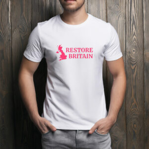 Restore Britain Pink Minimalist Map T-Shirt