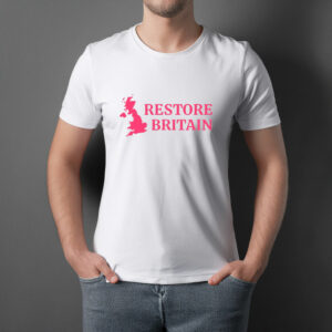 Restore Britain Pink UK Map T-Shirt