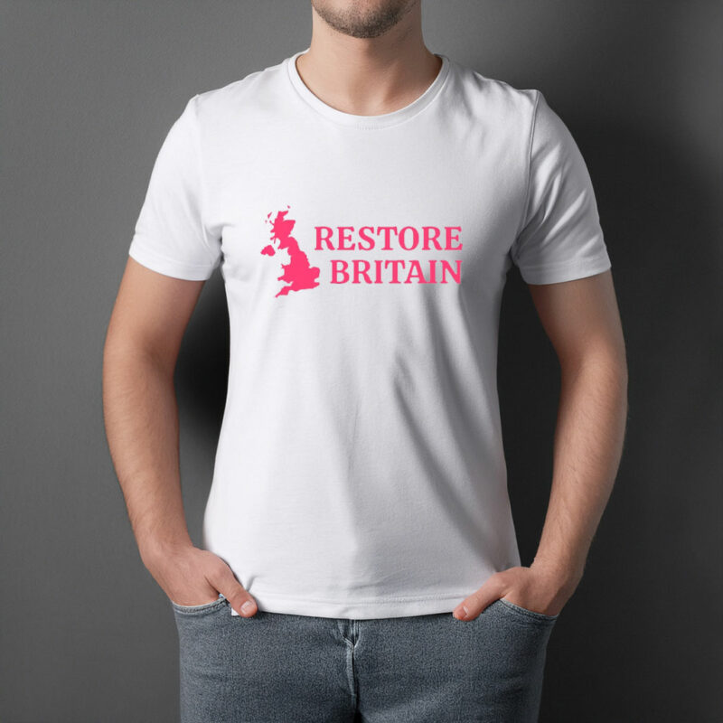 Restore Britain Pink UK Map T-Shirt