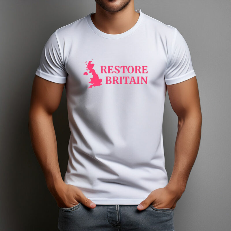 Restore Britain Pink UK Map T-Shirt