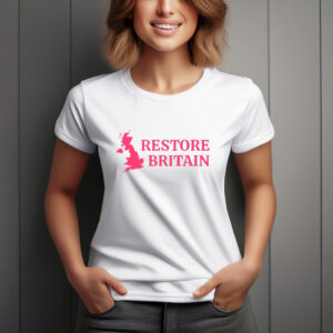 Restore Britain Pink UK Map T-Shirt