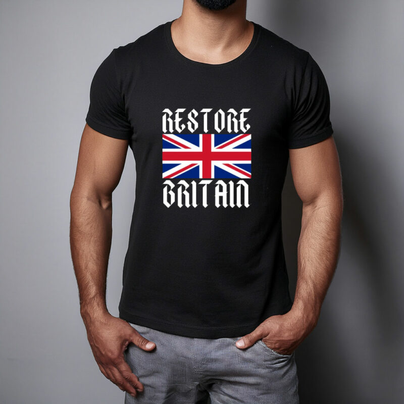 Restore Britain Union Jack Gothic Style T-Shirt