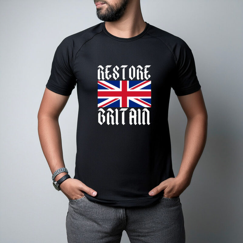 Restore Britain Union Jack Gothic Style T-Shirt