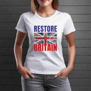 Restore Britain Vintage UK Flag Patriotic Tee