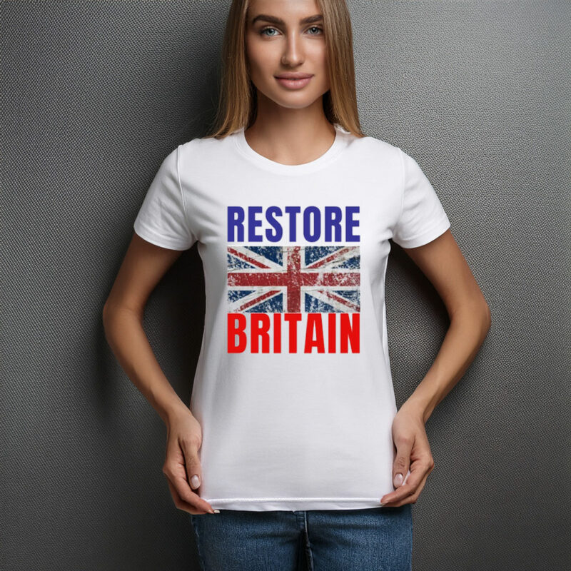 Restore Britain Vintage UK Flag Patriotic Tee