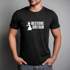Restore Britain White Logo UK Map T-Shirt