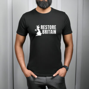 Restore Britain White Logo UK Map T-Shirt