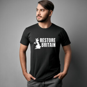 Restore Britain White Logo UK Map T-Shirt