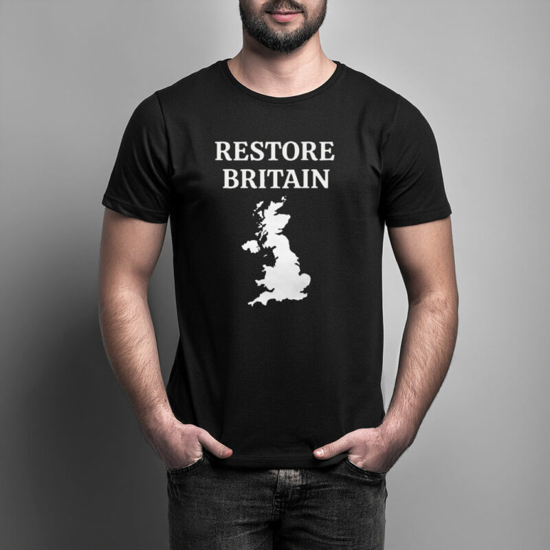 Restore Britain – Bold UK Map Minimalist Political Statement T-Shirt