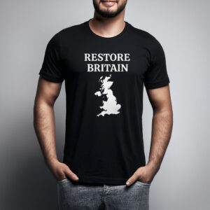 Restore Britain – Bold UK Map Minimalist Political Statement T-Shirt