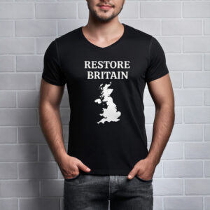 Restore Britain – Bold UK Map Minimalist Political Statement T-Shirt