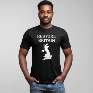 Restore Britain – Bold UK Map Minimalist Political Statement T-Shirt