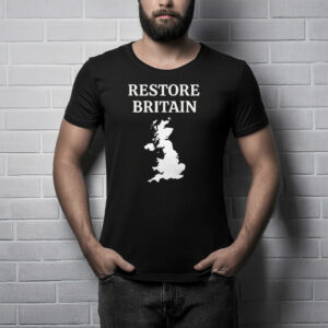 Restore Britain – Bold UK Map Minimalist Political Statement T-Shirt