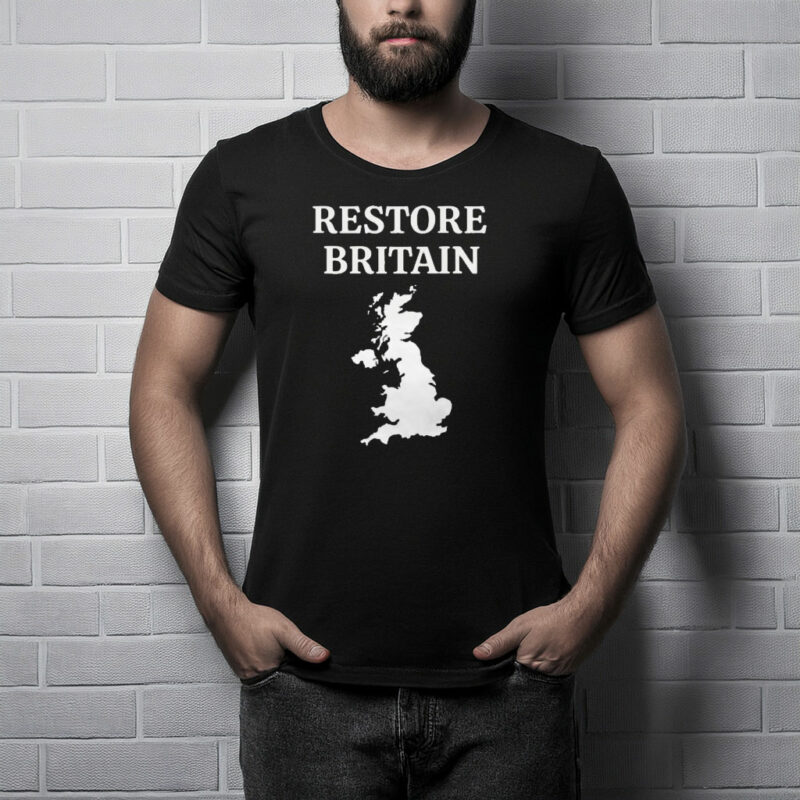 Restore Britain – Bold UK Map Minimalist Political Statement T-Shirt
