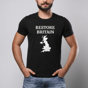 Restore Britain – Bold UK Map Minimalist Political Statement T-Shirt