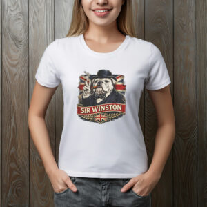 Sir Winston Bulldog Smoking Bowler Hat Graphic T-Shirt