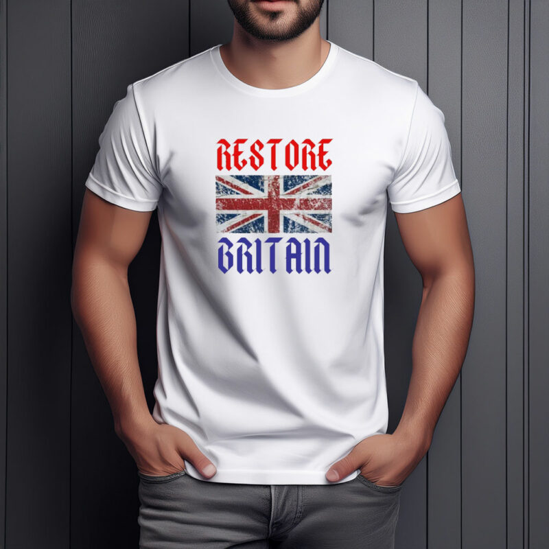 UK Flag Old English Restore Britain Gothic Union Jack T-Shirt