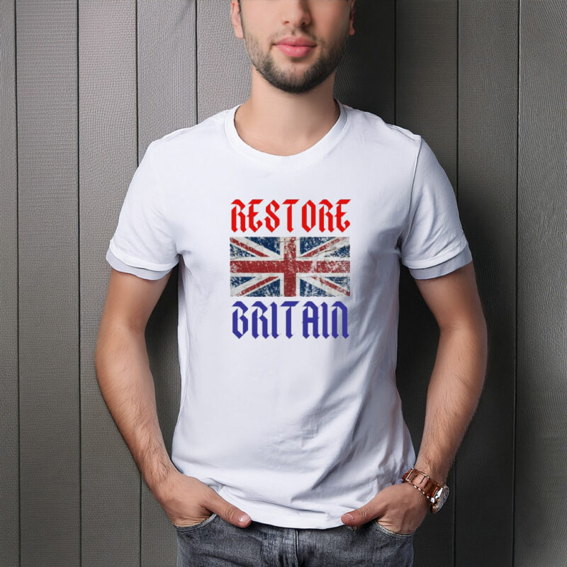 UK Flag Old English Restore Britain Gothic Union Jack T-Shirt
