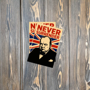 Winston Churchill Union Jack Never Surrender Kiss-Cut Sticker