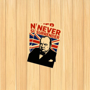 Winston Churchill Union Jack Never Surrender Kiss-Cut Sticker