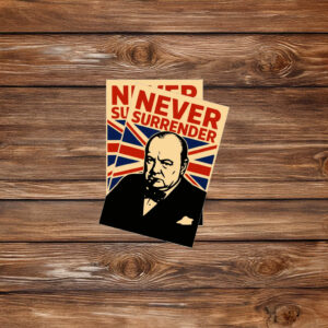 Winston Churchill Union Jack Never Surrender Kiss-Cut Sticker